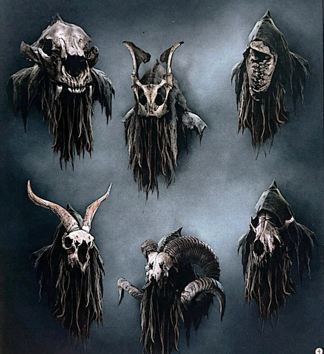 Ilustrație conceptuală pentru Stăpânul Inelelor - Războiul Rohirrimilor (măşti dunlendinge)