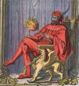 Satan Enthroned, gravură din sec. XIX